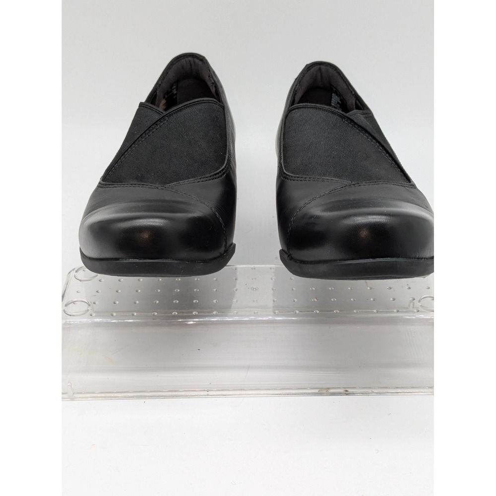 Clarks Unstructured Black Leather Comfort Pumps Low Heel Slip On Women's 7M - Picture 4 of 12